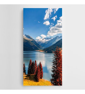 Dağdan Göl Manzarası Panoramik Kanvas Tablo