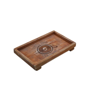 Logolu Ahşap Kahve Sunumluğu 25cm x 15cm