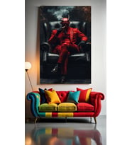 TAKIM ELBİSELİ ŞEYTAN Ev Duvar Salon Güzellik Salonu Ofis Dükkan Dekarasyon Kanvas Tablo (Çok Renkli)