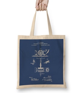 Phonograph Patent Blueprint Thomas Edison Bez Çanta Uzun Saplı