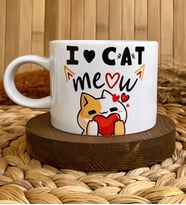 I Love Cat Baskılı Kedi Temalı Motto Porselen Kupa Fincan