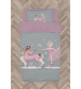 MEKTA HOME BEBEK VE ÇOCUK ODASI Pembe Unicorn ve Kız Desenli Nevresim Takımı