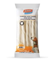 Warf Beyaz Burgu Çubuk Sığır Derisi Köpek Ödülü (12 Cm-20li Paket)