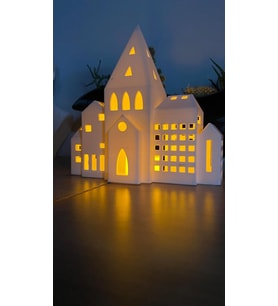 Ev Tealight Mumluk Modern Kış Evi Konsol Süsü Dekoratif Obje Camları Açık Geniş Ev