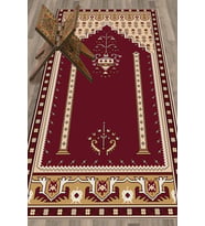 EVDEYA Dijital Baskılı Yıkanabilir Klasik Motifli Namazlık Seccade 70x130, SECCADE-31-BORDO, (Bordo)