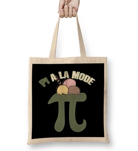 Pi A La Mode Funny Pi Day Ice Cream Pun Math Bez Çanta Uzun Saplı