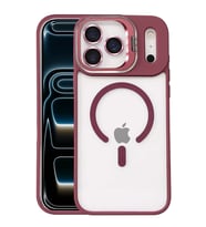 Mey İthalat® iPhone 17 Pro Remim Lensli Magsafe Standlı Kapak - Bordo
