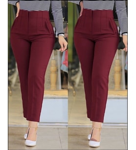 Kadın üste Oturan Paçası Bilek üzerinde Biten Atlas Kumaş Pantolon 36 (S) - 48 (4XL)