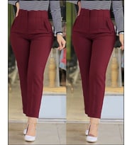 Kadın üste Oturan Paçası Bilek üzerinde Biten Atlas Kumaş Pantolon 36 (S) - 48 (4XL)