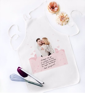 BK Gift Kişiye Özel Kendi El Yazın Mesajlı Fotoğraflı Hediye Beyaz Mutfak Önlüğü-2