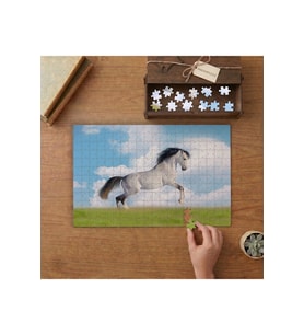 Beyaz Görkemli At - Horse Tasarımı 240 parça Ahşap Puzzle Ahşap Kutuda MP04242