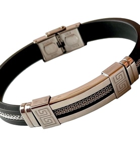 1. Sınıf Çelik-Silikon Mixli Kararmaz Trend Model Erkek Bileklik 22cm (Gümüş)
