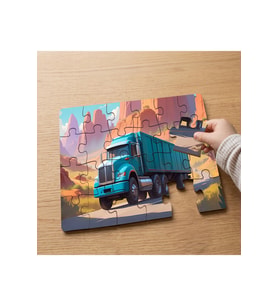 Mavi Kamyon Tasarımlı 24 Parça Ahşap Çocuk Puzzle MPK1154