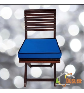 40x40 Desensiz Su ve Leke İtici Duck Kumaş Fermuarlı Bağcıklı Biyeli Sandalye Minderi 5 cm (Mavi)