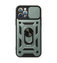 Apple İphone 12 Pro Kılıf Pars Lens Yüzüklü Silikon - Yeşil