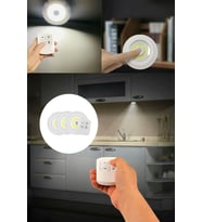 Mobee Uzaktan Kumandalı 3'lü Kablosuz Pilli Yapışkanlı LED Spot Lamba