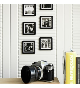 6 Fotoğraflı Yapışkanlı Mini Pola Siyah Çerçeve