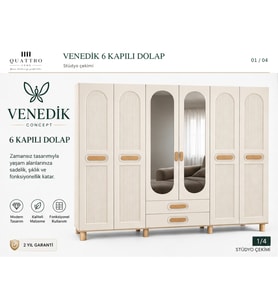 VENEDİK 6 KAPAKLI DOLAP -%100 MDF