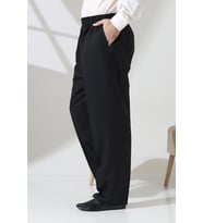 Erkek Beli Lastikli Cepli Hac Umre Kumaş Şalvar Pantolon - Siyah (ISR)