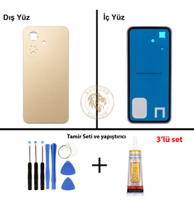 Infinix Smart 10 Gold Uyumlu Arka Kapak + Yapıştırıcı ve Vida Seti Arka Cam Batarya Pil Kapağı