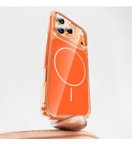 Apple iPhone 17 Pro Kılıf M-safe Şarj Özellikli Kamera Kontrol Butonlu Sağlam Şe (Turuncu)