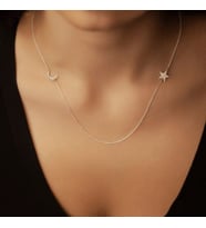 Kişiye Özel 925 Ayar Gümüş Minimalist Ay ve Yıldız Kolye Kadınlar Günü Hediye Takı