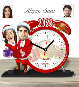 Kişiye Özel Ahşap Saat-Yeni Yıl Hediyesi Sevgili-1