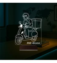 Luvivia Kurye Hediye Paket Servis Motosiklet Moto Kurye Kişiye Özel 3D Lamba - Masa Gece Lambası