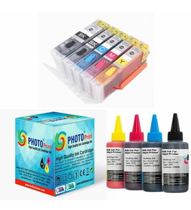 XPlus® Canon Pixma MG5400 PGI-550XL CLI-551XL Uyumlu Kolay Dolan (Dolabilen Tıpalı Otoreset) Kartuş Seti - 5 Renk (Tam Dolu) + 5 Renk Mürekkep Seti (Çok Renkli)