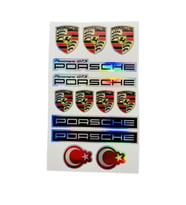 Porsche Hologram Sticker Set 13x22cm Universal Araba Motosiklet Dekal Etiket Holografik