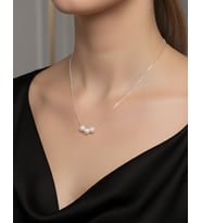 Usho Jewelry Üçlü İnci Detaylı Zarif Kadın Kolye 925 Ayar Gümüş, Kadın Kolye (Silver)