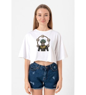 Demon Slayer Anime Hantengu Clone Beyaz Kadın Crop Tshirt