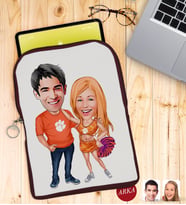 BK Gift Kişiye Özel Sevgililer Karikatürlü Taşınabilir Koruyucu Tablet Kılıfı & Organizer Çanta - Bordo-54