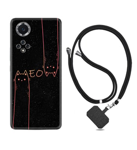 Huawei Nova Y70 Y90 Nova 9 SE  Kılıf Boyun Askılı Silikon Meow 1657