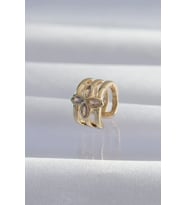 Pirinç Gold Renk Yonca Earcuff Küpe - TJ-BKP9331