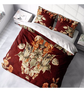 MonoHome Glazed Bouquet 3D Pamuk Saten Çift Kişilik Nevresim Takımı (Karışık)