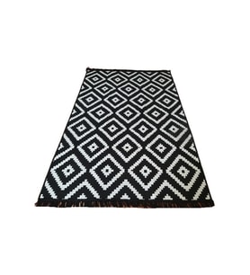 Algelsineve Piramit Desen Siyah & Beyaz Çift Taraflı  Antik Kilim