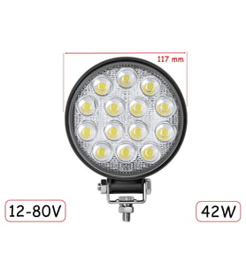 14 Ledli Yuvarlak Far 12V-80V 42W