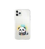 iPhone 11 Pro ile Uyumlu Splash Panda Tasarımlı Şeffaf Silikon Kılıf