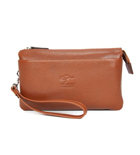 KANGAROO KINGDOM Hakiki Dana Deri Taba Erkek El Portföy Clutch Çantası 5488-T (Taba)