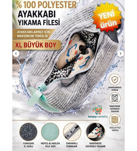 Ayakkabı Yıkama Çantası Özel Makarna Kumaş Fermuarlı Büyük Boy Mikrofiber Gri Renk Xl 40 X 20 Cm Çamaşır Filesi