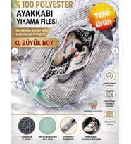 Ayakkabı Yıkama Çantası Özel Makarna Kumaş Fermuarlı Büyük Boy Mikrofiber Gri Renk Xl 40 X 20 Cm Çamaşır Filesi