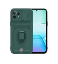 Xiaomi Mi 11 Lite Kılıf Zuma Kartvizitli Yüzüklü Silikon - Yeşil