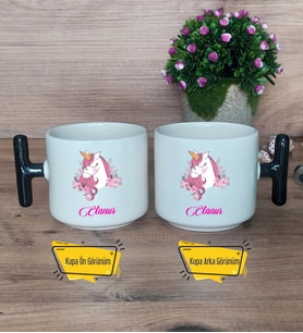 Unicorn Kupa Bardak T Siyah Kulplu Kız Çocuğuna Arkadaşa Sevgiliye Doğum Günü Hediyesi