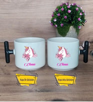 Unicorn Kupa Bardak T Siyah Kulplu Kız Çocuğuna Arkadaşa Sevgiliye Doğum Günü Hediyesi