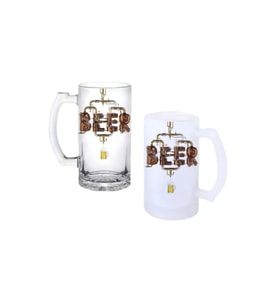 Ghostbastır Design Bira Tesisatı Kulplu Bira Bardağı Buzlu veya Şeffaf Seçenekli 038