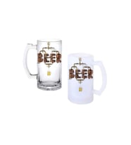 Ghostbastır Design Bira Tesisatı Kulplu Bira Bardağı Buzlu veya Şeffaf Seçenekli 038
