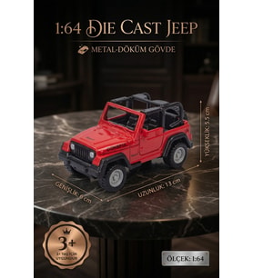 1:64 Ölçek Metal Döküm Kırmızı Jeep Oyuncak Araba - Off-Road Arazi Aracı Die-Cast Model