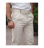 Keten Old Money Pantolon (Krem)