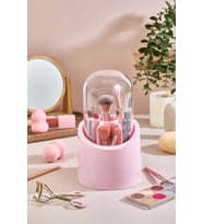 7 Bölmeli Şeffaf Pembe Makyaj ve Ofis Düzenleyici